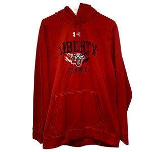 Under Armour Hoodie Red Liberty Flames Logo Sweatshirt Men's - XL